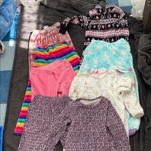 Mixed Girls Pajama Bundle - Pink, Rainbow, Teal, Black Patterns